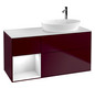 V&B Waschtisch-Unterschrank Wandbeleuchtung Finion 120cm, Abdeckplatte white matt, Regal Glossy white lacquer, Peony Matt