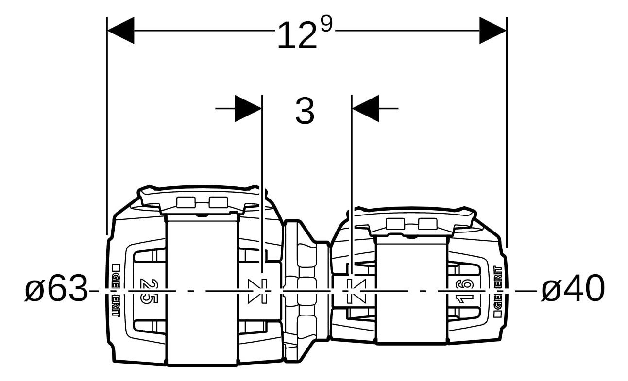 Geberit Reduktion FlowFit Ø 63 x 40 mm, PPSU