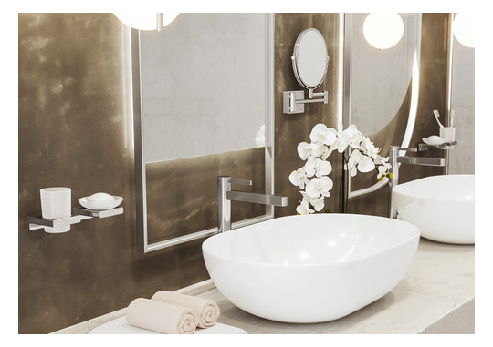 hansgrohe Zahnbecher AddStoris mit Glas, Wandmontage, Metall, chrom