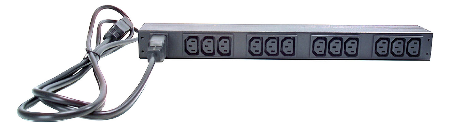 Rack-Stromverteilung 1HE 12Steckd 12xC13 208V Mit Sicherung Schaltbar