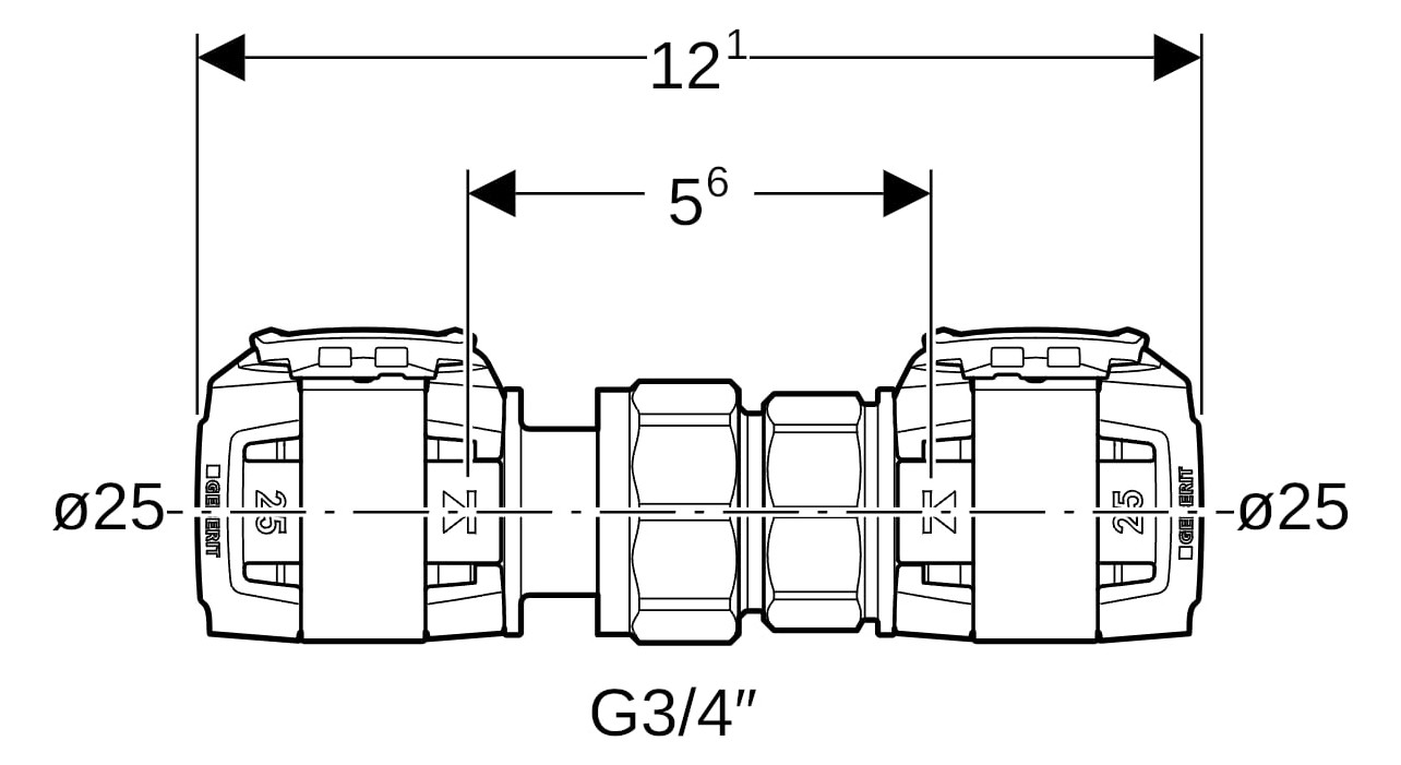 Geberit Verschraubung FlowFit Ø 25 mm, G 3/4