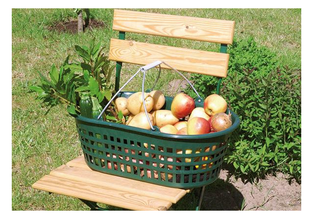 Bild Gartenkorb 15 kg grün oval, mit Doppelkla ppbügel - floraworld-1