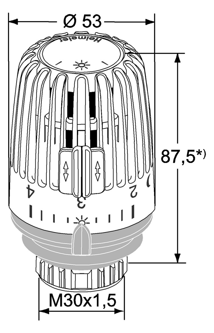 Heimeier Thermostat-Kopf K Clips/Merkzahl 1-5, Standard, weiß