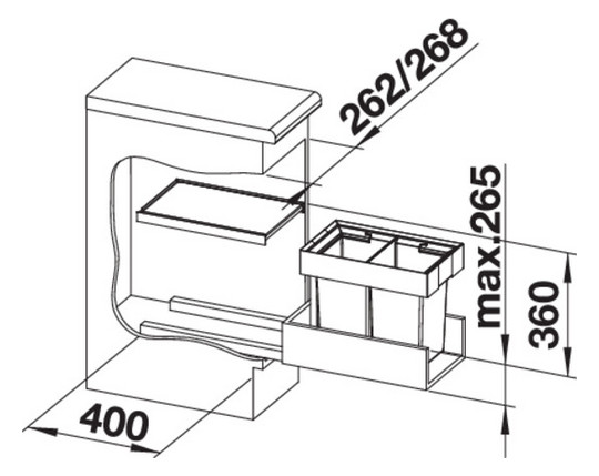 Blanco Abfallsystem FLEXON II 30/2 2 Behälter, mit Systemdeckel, 2x 8 l, Eimerdeckel 8 l