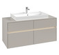 V&B Waschtischunterschrank Collaro 120x54,8x50cm, Waschtisch mittig, LED-Beleuchtung 8,8 W, soft grey