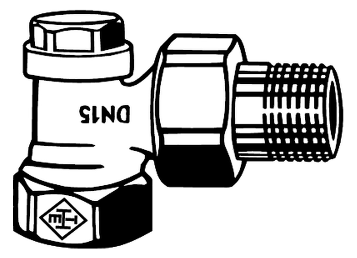 Heimeier Rücklaufverschraubung Regulux Rp 1/2, Eck, absperr-/regulierbar, Rotguss vernickelt