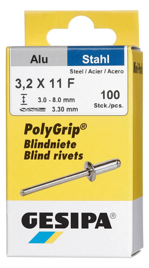 GESIPA-Polygrip-Blindniete Alu/Stahl - 3,2x11 mm...