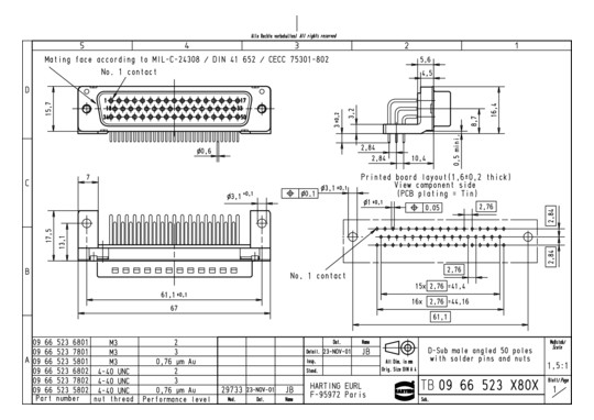 HART DSUB SV MA SSDP ANG87-  09665236802 