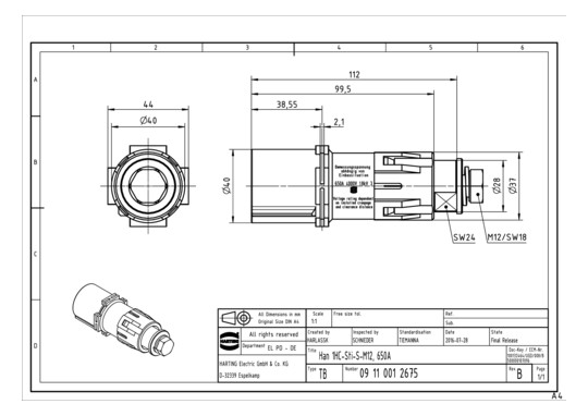 HART Han 1HC-Sti-S-M12, 650A 09110012675 