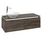 V&B Waschtischunterschrank Legato 120x38x50cm, Waschtisch links, mit LED-Beleuchtung, Stone Oak