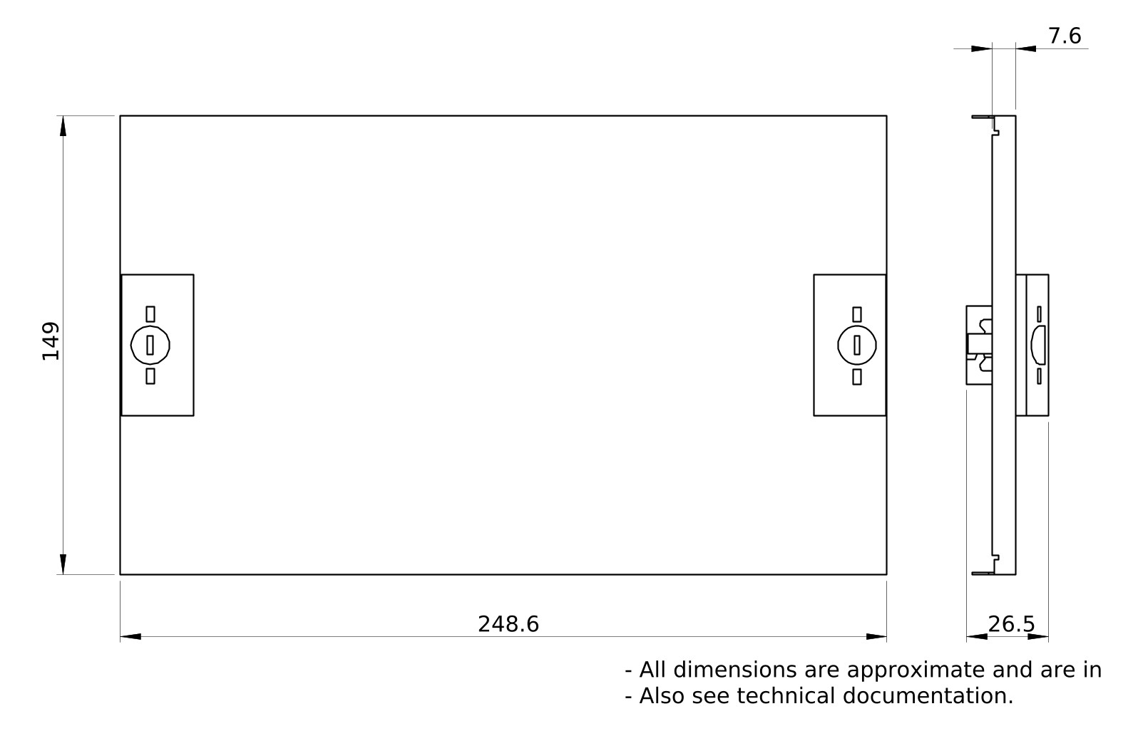 Schrank-Frontplatte 3HE B250xH150mm ST pulverbesch