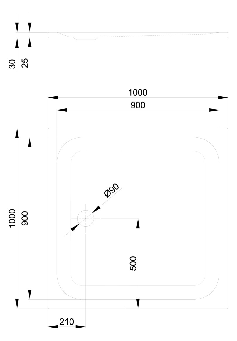 Duschwanne BetteUltra 5940 100x100x2,5cm, Glasur, silver