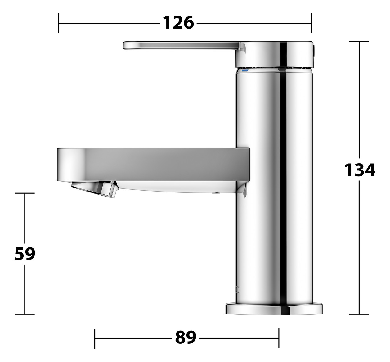KEUCO Waschtisch-Einhebelmischer 60 IXMO Flat Ausladung 89mm, ohne Ablaufgarnitur, verchromt