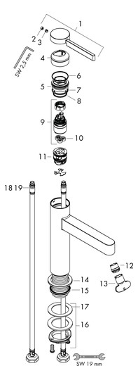 hansgrohe Waschtisch-Einhebelmischer 100 Finoris mit Push-Open-Ablaufgarnitur, mattschwarz