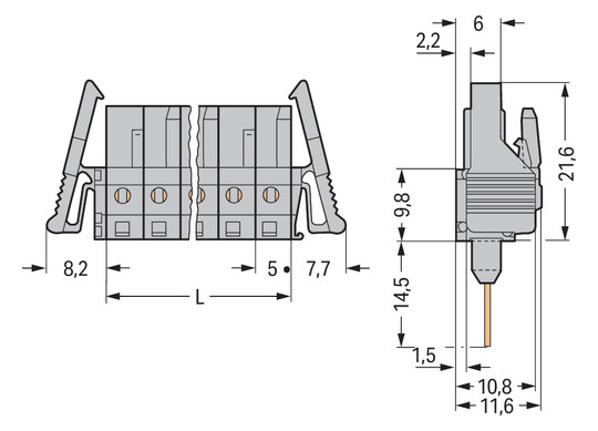 Platinenstecker Stift 6p Serie 232 gr 1re 5mm Zinn Löt frei
