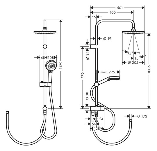 hansgrohe Showerpipe 200 Vernis Blend Reno 1jet, chrom