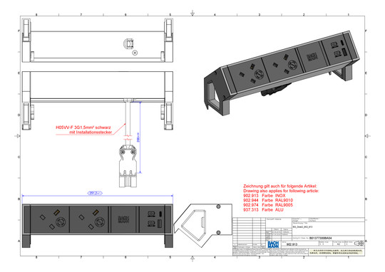 Bachmann DESK2 2xUK 1xUSB A&C    902.974 