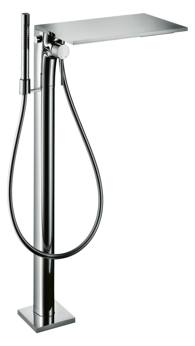 hansgrohe Fertigmontageset Axor Massaud Wannen-Einhebelmischer, bodenstehend, brushed brass