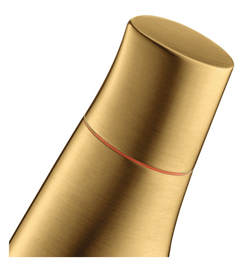 hansgrohe Waschtisch-Zweigriff-Armatur 80 Axor Starck Organic Ausladung 116mm, mit Zugstangen-Ablaufgarnitur, brushed gold optic