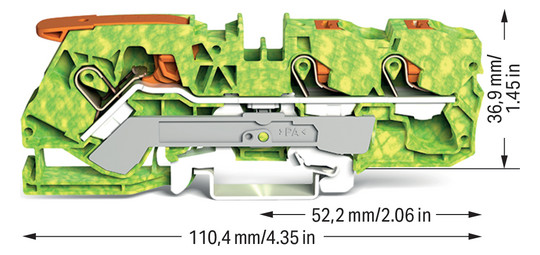 Schutzleiter-Reihenklemme 0,5-10qmm gn/ge 1Etage APL_erf. Hutschiene TH35