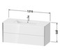 Duravit Waschtisch-Unterschrank XViu 121 x 48 x 56 cm, Eiche natur, 2 Schubkästen, wandhängend, champagner matt