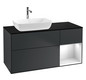 V&B Waschtisch-Unterschrank Finion 120cm, Abdeckplatte black matt, Regal Glossy white lacquer, Midnight Blue Matt Lacquer