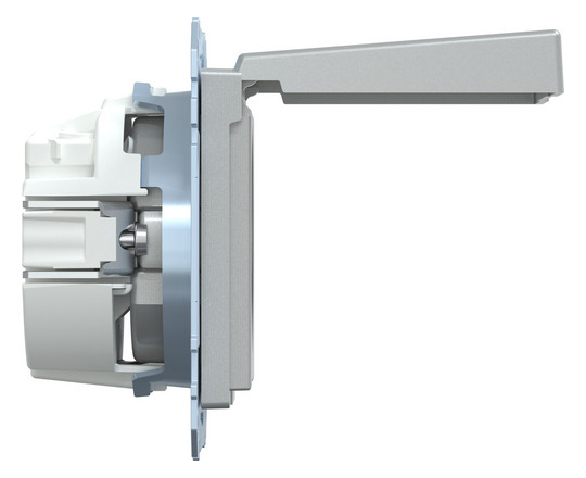 Steckdose 1f alu mt System M UP Klappd IP20