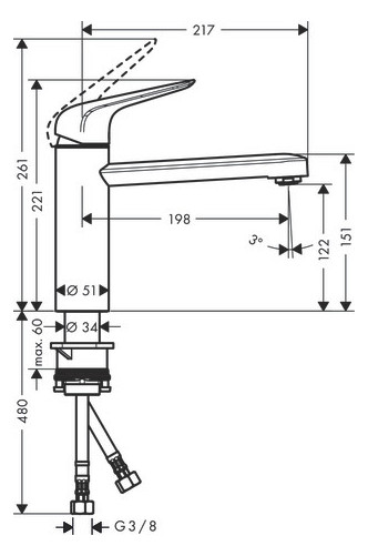 hansgrohe Spültisch-Einhebelmischer 120 Focus M42 1jet, chrom