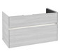V&B Waschtischunterschrank Collaro 95,4x54,6x44,4cm, Waschbecken mittig, LED-Beleuchtung 7W, white wood