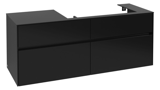 V&B Waschtischunterschrank Collaro 140x54,8x50cm, Waschtisch rechts, black matt laquer