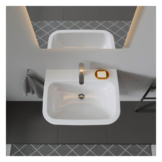 Duravit Waschtisch D-Code 65 x 50 cm, mit Hahnloch, Überlauf, Hahnlochbank, weiß