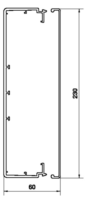 Leitungsführungskanal Kst 60x230x2000mm ver-ws LF-K unbeh 10998qmm RAL9016