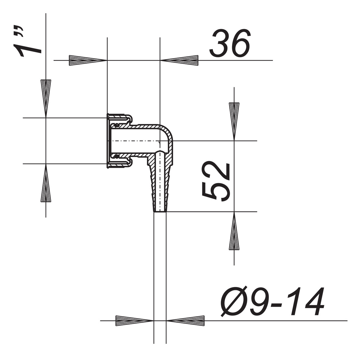 Dallmer Winkelschlauchtülle 1", für Kondenswasseranschluss