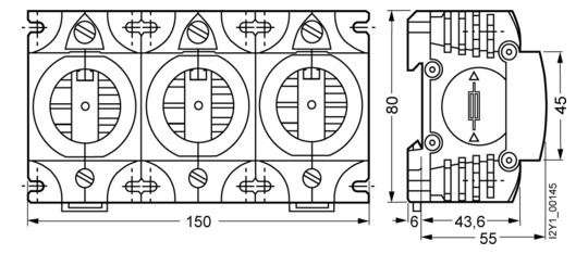 D-Sicherungssockel DIII 3 63A 500V Kst m.Abd 3p Schraubbef