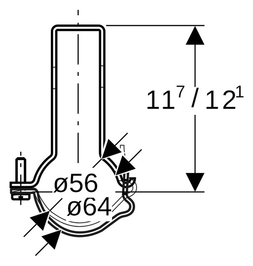 Geberit Rohrschelle Pluvia Ø 56/64 mm, verstellbar, Stahl