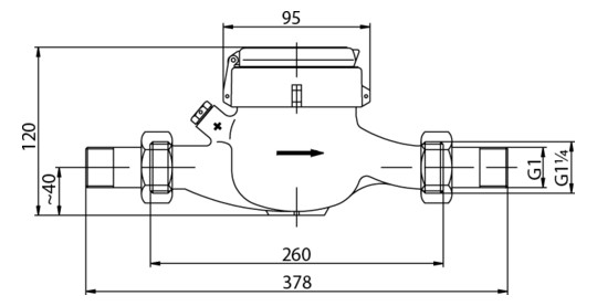 Deltamess Mehrstrahl-Nassläufer MNK Horizontal, 10 l/Imp, Q3 10 cbm/h, kalt