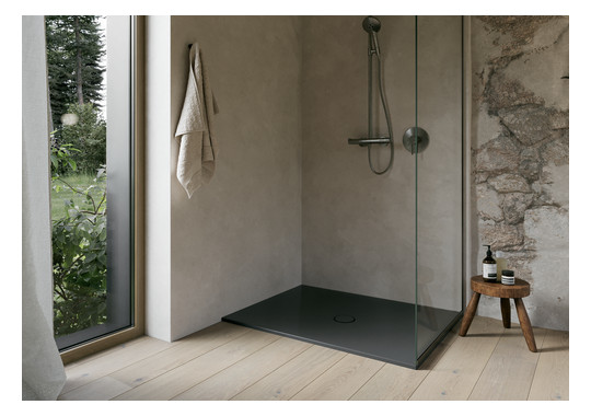 Duschfläche BetteFloor 5491 100x80cm, Glasur, Mini-Wannenträger, slate