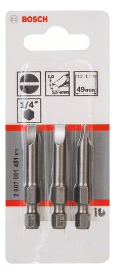 Bit 5,5mm Sechsk/Schlitz 6,4mm(1/4) 5,5x1mm L=49mm 1/4Zoll