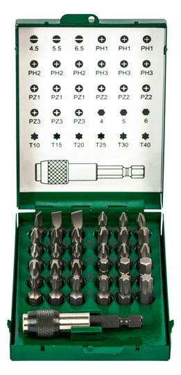 fortis-Bit-Sortiment - 31-teilig, Schlitz, PH, PZ, Torx,...