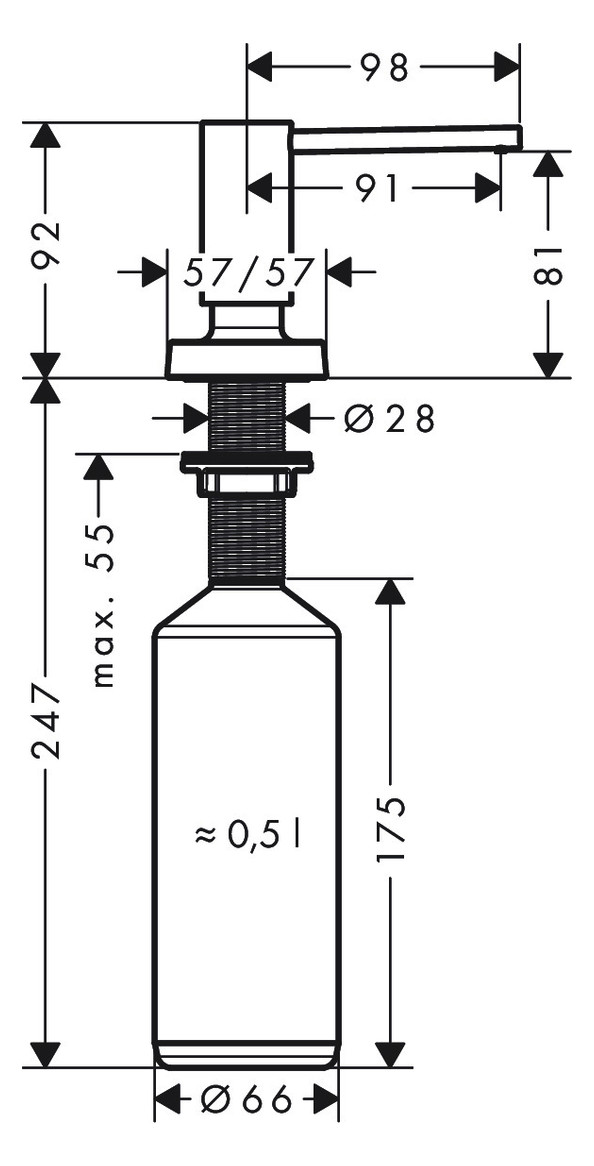 hansgrohe Spülmittelspender A71 Einbauversion, chrom