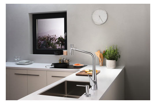 hansgrohe Spültisch-Einhebelmischer 320 Metris Select M71 mit Ausziehbrause, 2jet, sBox, chrom