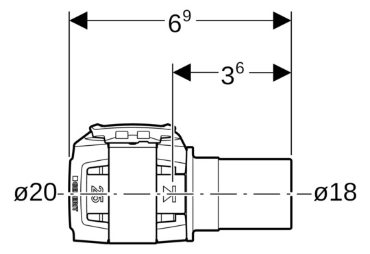 Geberit Übergang FlowFit auf Mapress, Ø 20 x 18 mm, Rotguss, mit Einschubende