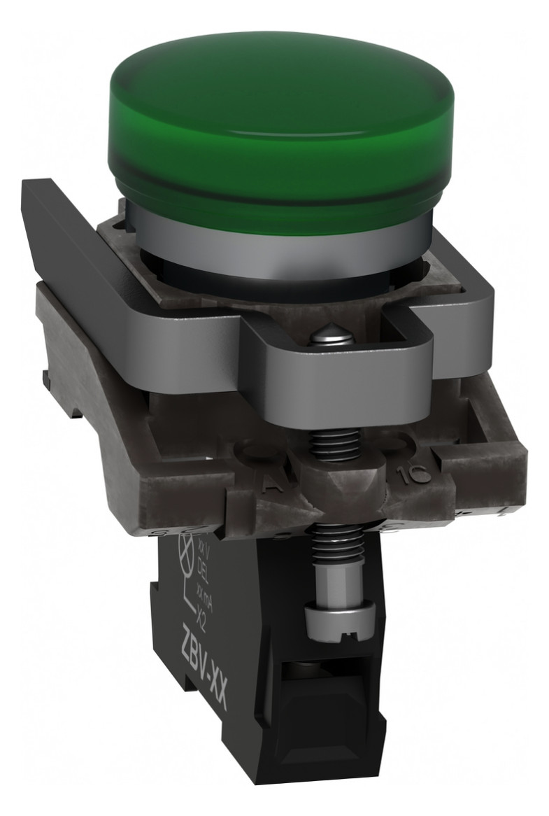 Leuchtmelder komplett 1f LED AC rnd fl Ø22mm IP65 gn