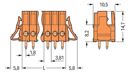 Platinenstecker Stift 4p Serie 734 or 1re 3,81mm Zinn Löt frei