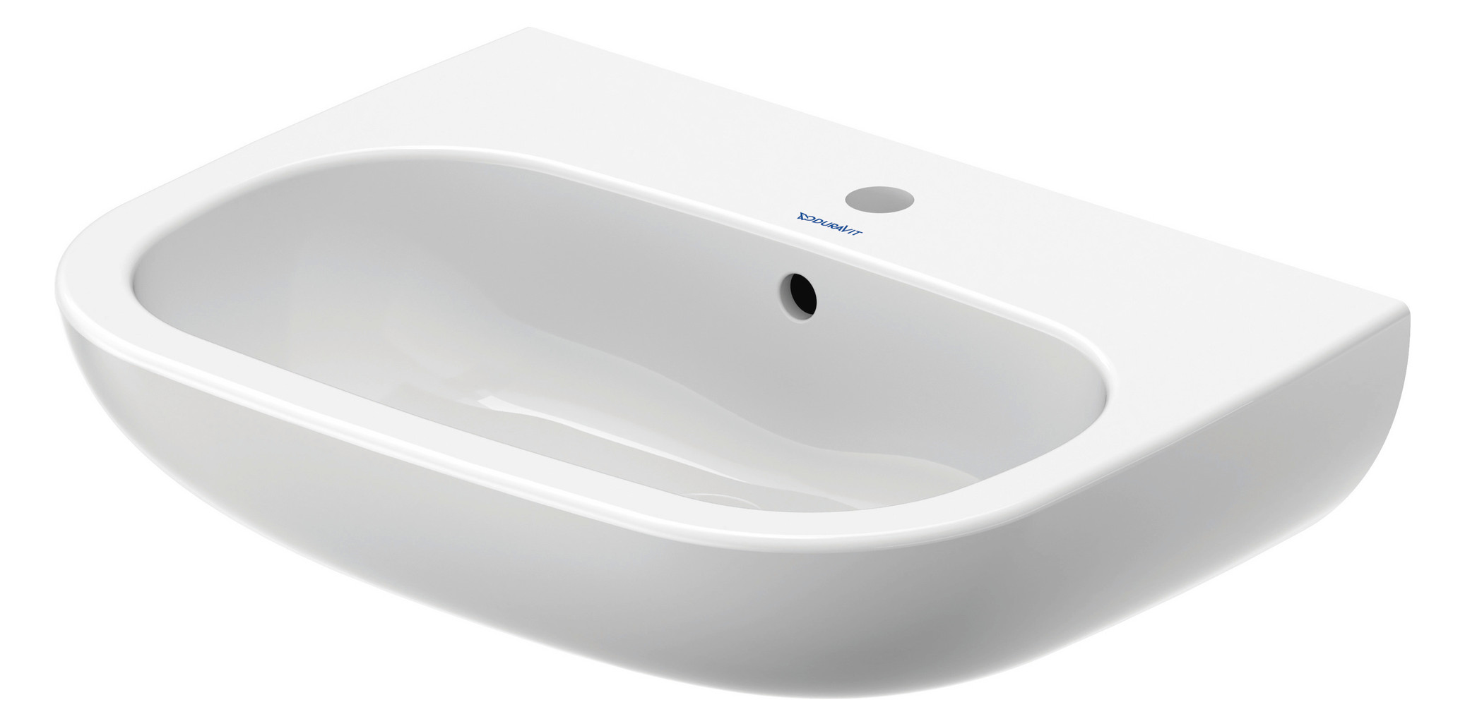 Duravit Waschtisch D-Code 60 x 46 cm, mit Hahnloch, Überlauf, Hahnlochbank, weiß