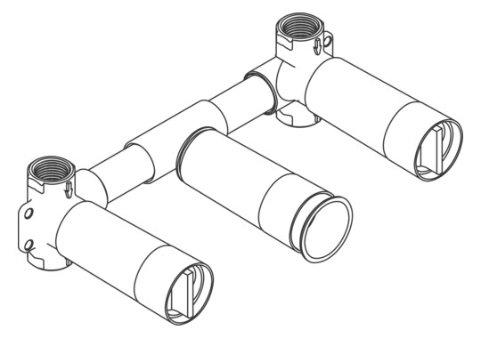 hansgrohe Grundkörper DN 15/DN 20, UP, für 3-Loch-Waschtischarmatur, Wandmontage