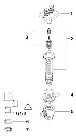 Dornbracht Seitenventil CL.1 linksschließend, warm, CASCADE-Struktur, chrom