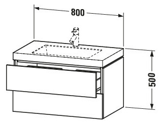 Duravit Waschtisch-Unterschrank c-bonded L-Cube 80 x 48 cm, ohne Hahnloch, amerikanischer nussbaum, 2 Schubkästen, wandhängend