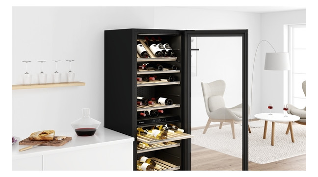 Weinklimaschrank 120l EB G G sw li/re 1zon 44fl 598x818mm