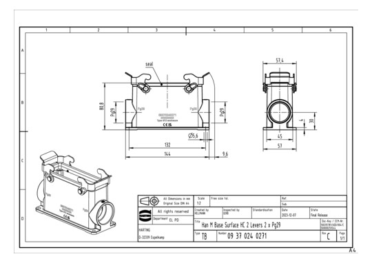 HART HARTING SOCKELGEHAEUSE  09370240271 